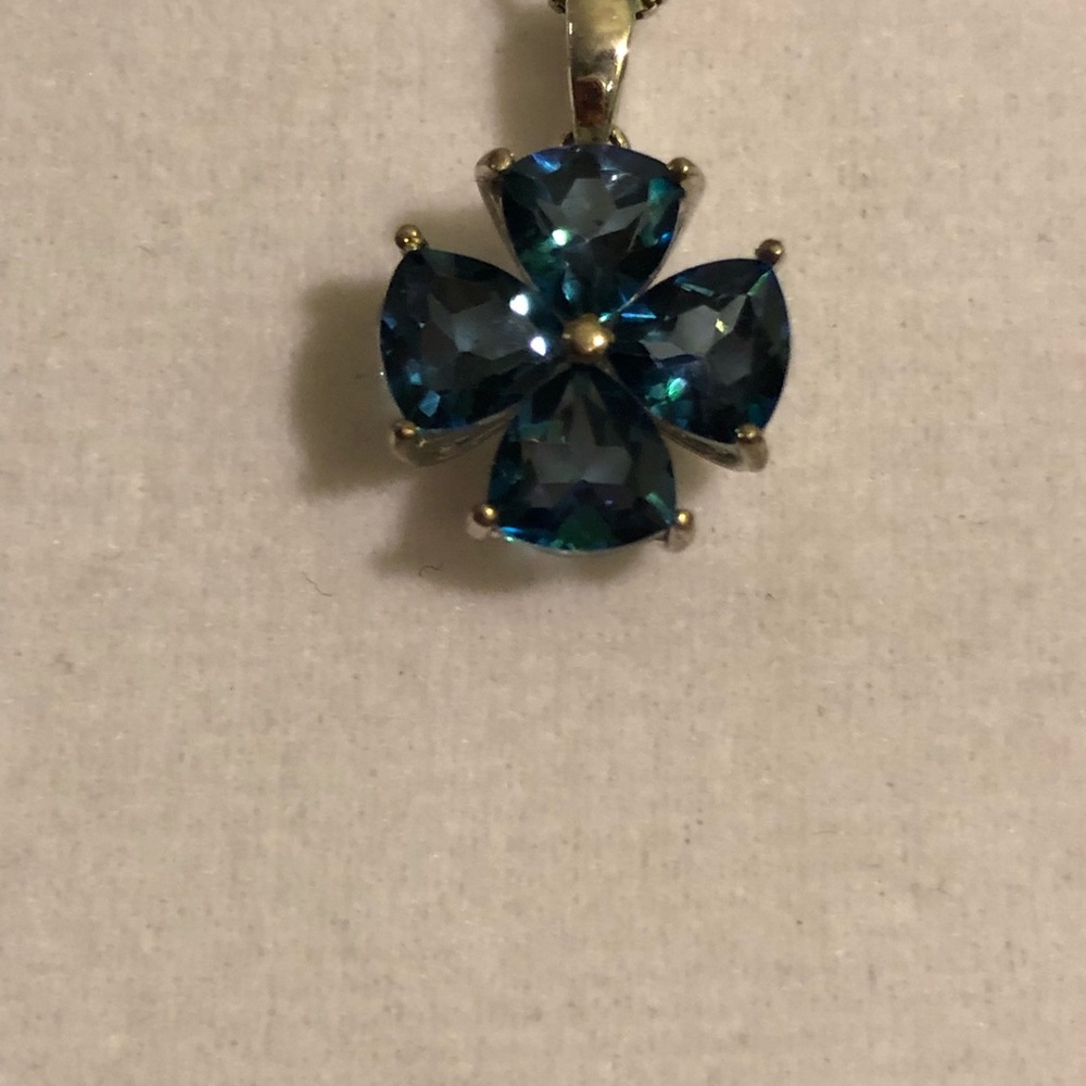 Blue Topaz In Platinum over Sterling Necklace